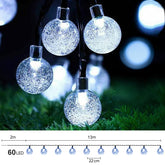 Salcar Solar LED String Lights, Cool White – 15m Crystal Balls, IP44 Waterproof, Outdoor Lighting for Garden, Patio, Christmas & Party Decorations